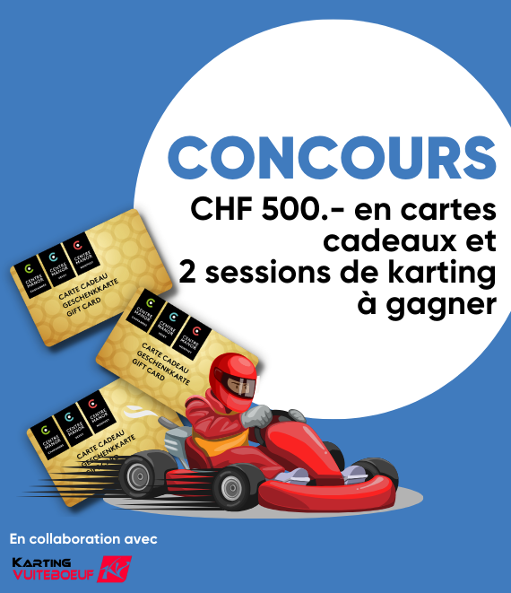CHF 500.- en cartes cadeaux et 2 sessions de karting à gagner CHF 500.- en cartes cadeaux et 2 sessions de karting à gagner